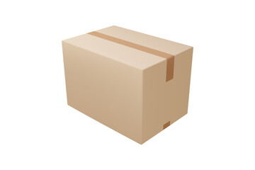 Cardboard or carton realistic delivery boxes with scotch tape and labels.