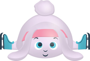 Hare in winter. Rabbit in a hat on skates. Symbol of 2023. Rabbit character