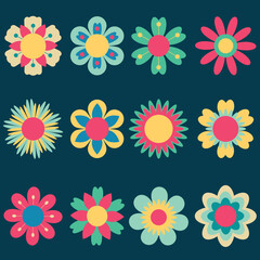 Fototapeta na wymiar Set of colorful flowers