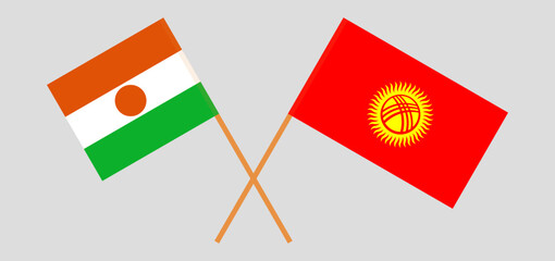 Crossed flags of Niger and Kyrgyzstan. Official colors. Correct proportion