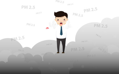 PM2.5 Infographic. smoke, smog, respiratory, environment, health, breath. Cartoon
