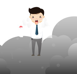 PM2.5 Infographic. smoke, smog, respiratory, environment, health, breath. Cartoon