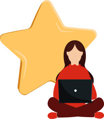 Customer review rating. Man and woman customer giving star rating, Customer Review.Positive online feedback.