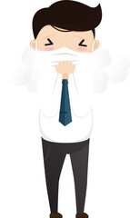 Threat of spreading coronavirus. Coughing or sneezing businessman.
