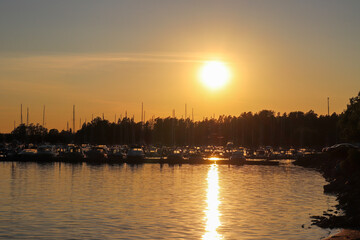 Fototapeta premium sunset in the harbor