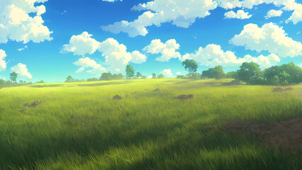 Obraz premium Artwork of grassy summer field