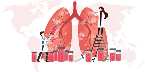 Injection Vaccination concept. Doctor Holding Syringe with Covid vaccine