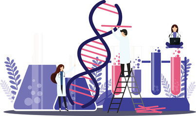 Scientists working with DNA. Doctors doing laboratory research. Genetic testing  DNA testing  genetic diagnosis.