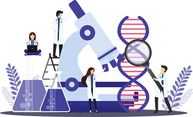 Scientists working with DNA. Doctors doing laboratory research. Genetic testing  DNA testing  genetic diagnosis.