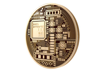 Bit coin. 3D rendering. Transparent.
