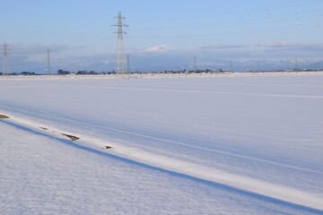 豪雪地方の雪景色 山形県庄内