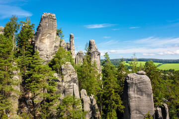 Fototapeta na wymiar Rock city in the Adrspach Rocks, part of the Adrspach-Teplice Landscape Park in the Czech Republic
