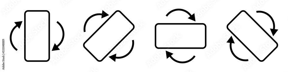 Aufkleber rotate smart phone. device rotation icon set. vector isolated on white background.