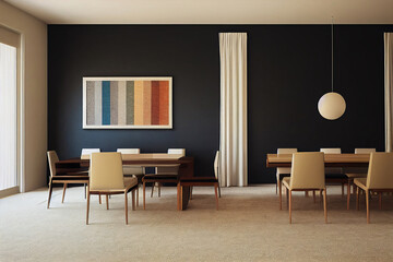 Interior of a modern dining room, modern office meeting room, 3d render, 3d illustration