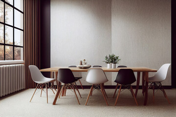 Interior of a modern dining room, modern office meeting room, 3d render, 3d illustration