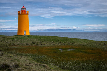 Holmsberg Lighthouse in Keflavik, Iceland