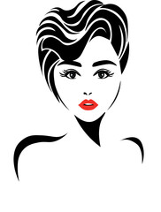 A cute woman with a short haircut. Logo, icon for beauty salons, hairdressers