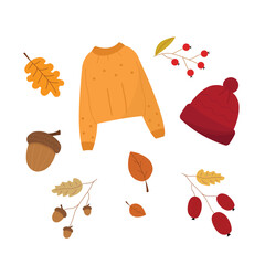 Cute cozy autumn set of illustrations