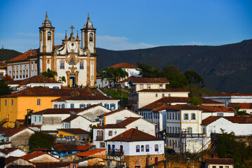 Obraz premium The Church of Our Lady of Carmo and the World Heritage-listed colonial centre of Ouro Preto, Minas Gerais state, Brazil