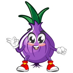 cartoon character vector illustration of onion giving ok sign