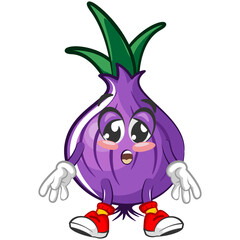 vector illustration of cartoon character of onion being tired