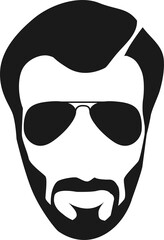 Bearded hipster face black silhouette. Vector illustration