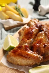 Closeup view of delicious fried chicken wings