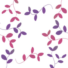 Leafs pink and purples watercolour background concept illustration