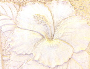 Low relief cement Thai style handcraft of rose flower