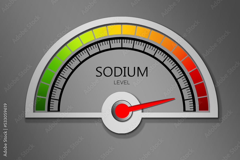 Poster sodium measuring device with arrow and scale