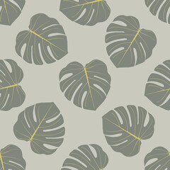 Seamless pattern with exotic tropical leaves. Vector jungle background.