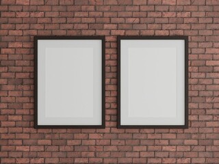 Vertical wood frame mockup in living room interior with light reflection. 3d rendering, 3d illustration