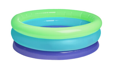 Colorful inflatable rubber pool on white background