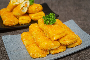 Risol with creamy ragout filling. snacks that are cooked by frying, have a savory taste