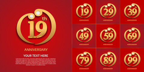 set of anniversary with golden color can be use for celebration event