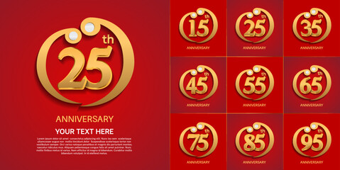 set of anniversary with golden color can be use for celebration event