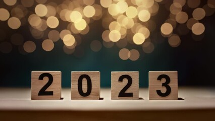 Fingers turning the block from 2022 to 2023. - Powered by Adobe