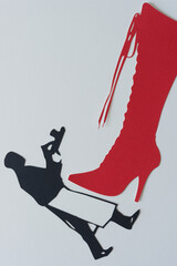 dingbat silhouette cutouts pf a stiletto boot and waiter