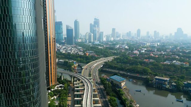 Aerial view of HOS Cokroaminoto road at morning