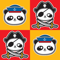 cute little panda sailors and pirate 
