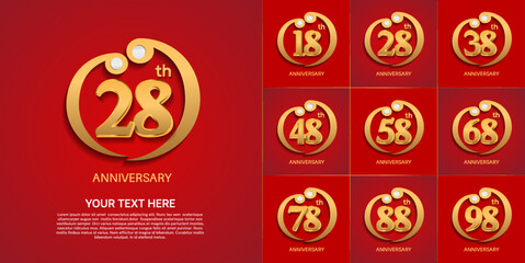 set of anniversary with golden color can be use for celebration event