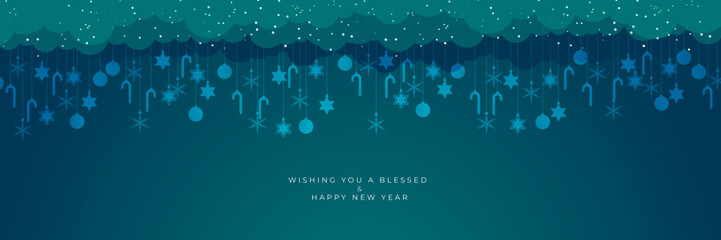Christmas card banner with snowflake border vector illustration