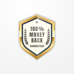 Money back golden badge and guarantee label. - Vector.