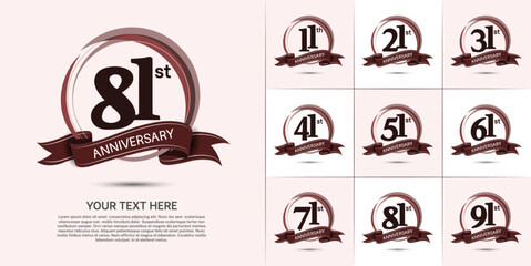 set of anniversary with brown color can be use for celebration event