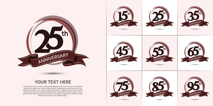 set of anniversary with brown color can be use for celebration event