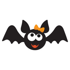 Funny Halloween flying bat vector cartoon illustration