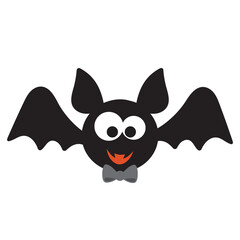 Funny Halloween flying bat vector cartoon illustration