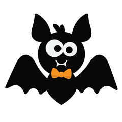 Funny Halloween flying bat vector cartoon illustration