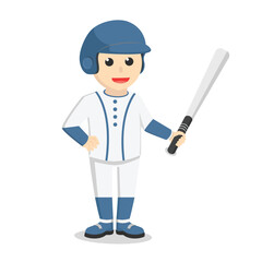 Baseball holding baseball bat design character on white background