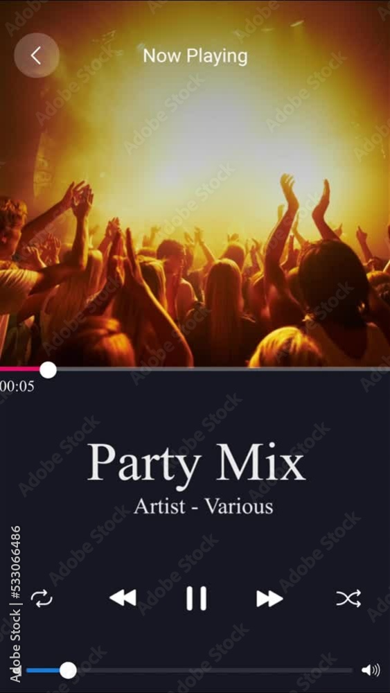 Poster ui of streaming music mobile app on a smartphone. screen, design and layout of application on a phon